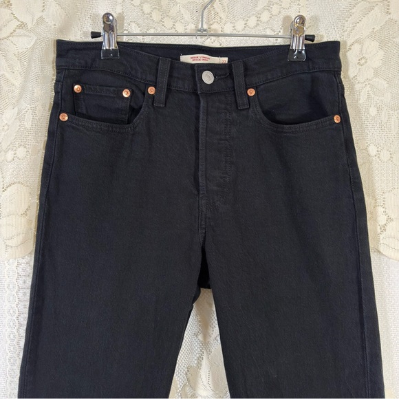 Levi's Wedgie Straight High Rise Denim Jeans Pants Black Sprout Size 27 - Picture 5 of 12
